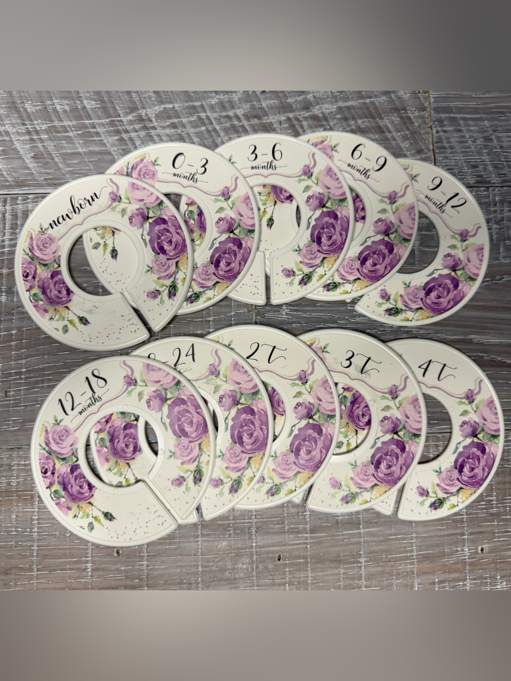 Floral Purple Rose Closet Dividers - Set of Size Tags